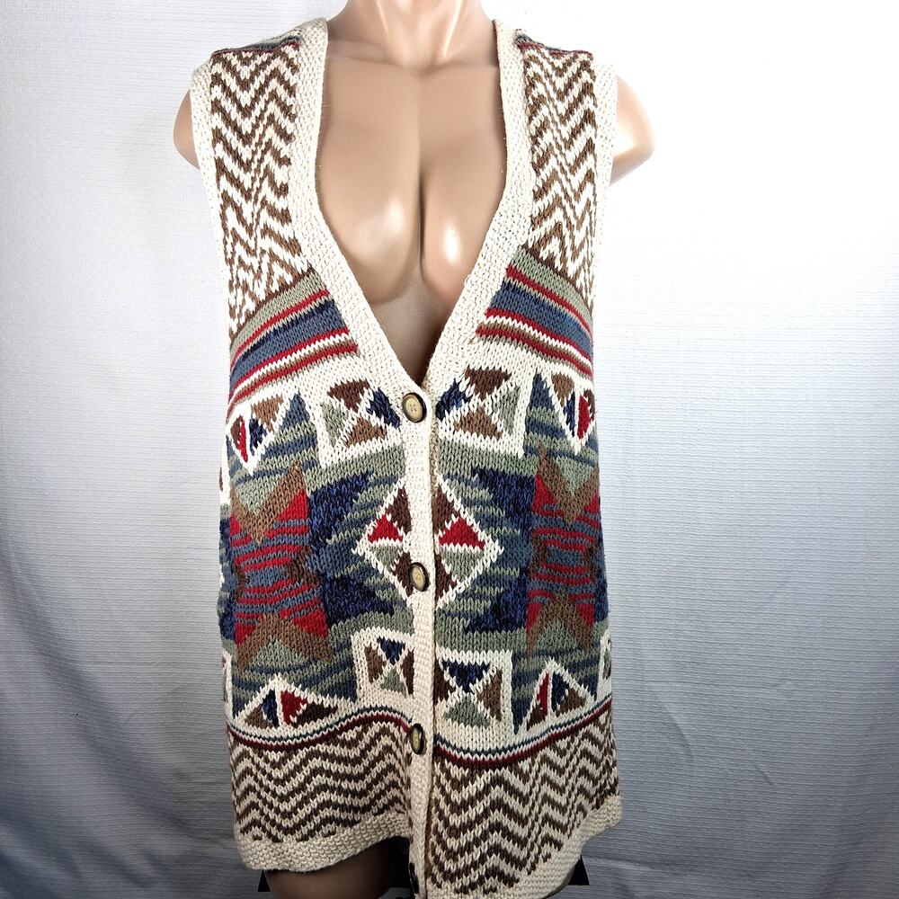 Vintage Petite Sophisticate Knit Sweater Cardigan Vest‎ Women's Medium Button